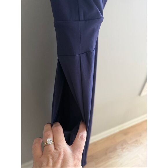 Halara Navy Blue Backless Flowy Wide Leg Dressy Jumpsuit With Pockets Size L - Picture 12 of 13